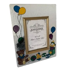 NEW Joan Baker Designs Hand Painted Glass Frame Holds a 3.5” X 5” Photograph VTG